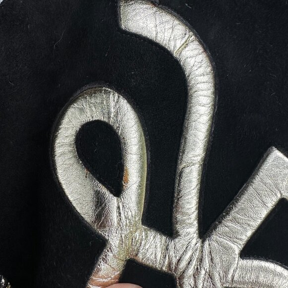 Vintage 1980s Karl Lagerfeld suede over the knee boots w/ gold applique Sz 8.5 - Picture 9 of 10